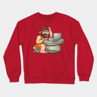 caveman computer Crewneck Sweatshirt